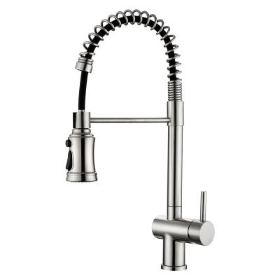 China Pull Out Spray cUPC 304 Stainless Steel Single Handle Pull Out Kitchen Sink Faucet Hot And Cold Water Mixer Tap With Sprayer for sale