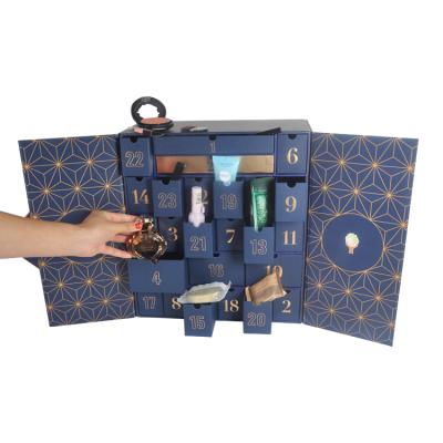 China Christmas Wholesale Reused Advent Calendar Packaging Box Cosmetic Luxury Advent Calendar With Drawers Box From Material Factory for sale