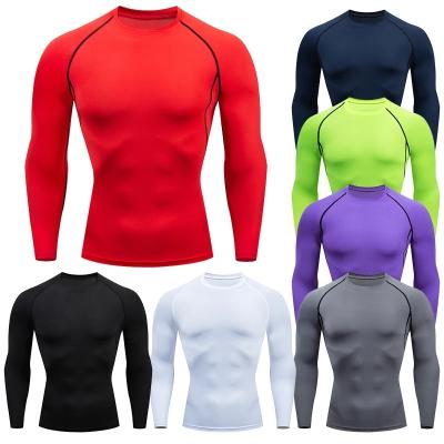 China Gym Sportswear Shirts Men Compression T-shirt Fitness Long Sleeve Jogging Rashgard Quick Dry Sport Breathable Running Tight T-shirt Training for sale