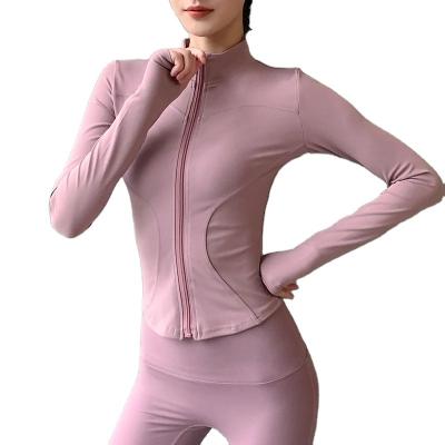 China Breathable Women Sports Jacket Zipper Yoga Coat Clothes Quick Dry Fitness Jacket Hoodies Thumb Hole Workout Hooded Tops for sale