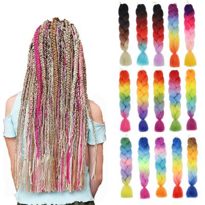 China Ombre Braiding Hair For Afro Jumbo Braiding Hair 24inch 100/pcs Crochet Twist Synthetic Two Tone High Temperature Yarn Braid Hair for sale