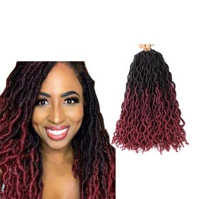 China Faux Wavy Locs Braiding Tone Hair Goddess Locs Wholesale Cheap Synthetic Wavy Bundles Ombre New Style Both Braid Thin Curly End Crochet Gypsy Hair for sale