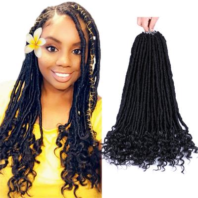 China Wholesale High Temperature Synthetic Fiber Straight Hair Faux Locs Crochet Hair Pre-looped Goddess locs crochet braids for crochet braiding hair faux locs with curly ends for sale