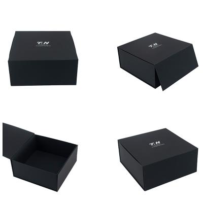 China Recyclable Luxury Custom Cosmetic Cardboard Collapsible Collapsible Packaging Box Black Color for sale