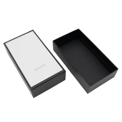 China Recyclable Custom Luxury Black And White Hard Cardboard Gift Lid And Base Box for sale