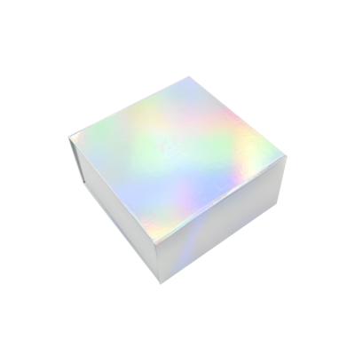 China Fancy Design Recyclable Hologram Laser Printing Gift Wrapping Paper Box With Magnetic Insert Shoe Wallet Apparel Box for sale