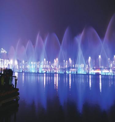 China Durable Outdoor Water Floating Pond Fountain Curtain With Laser Projector for sale