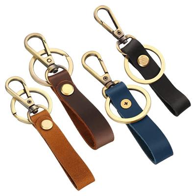 China Stand Valet Keychain Leather Key Keychain Leather Chain With Belt Buckle Clip For Keys Genuine Leather Key Chain Luxury for sale