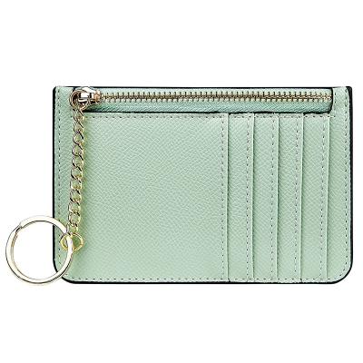 China Vintage Wallet Leather Coin Purse With Key Chain Zipper Fashionable Card Holder Wallet For Women for sale