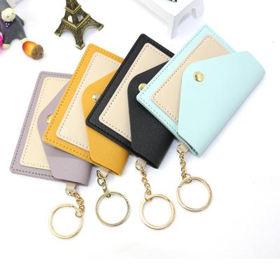 China Small Anti-theft Credit Card Leather Wallet PU Ladies Coin Purse With Mini Key Chain Wallet Leather Women for sale