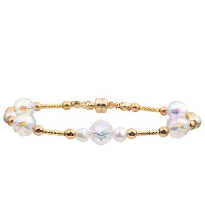 Chine Freshwater Pearl Bracelet Set With 4 Colors Crystal Faceted Beads Magnetic Buckle à vendre