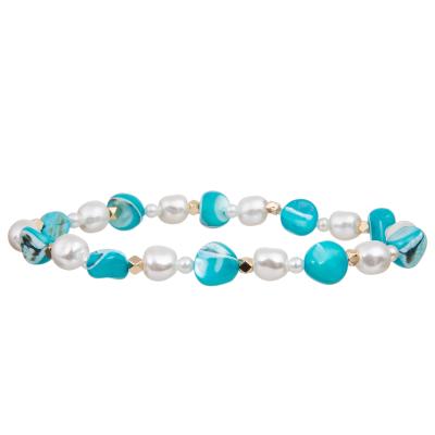 Cina Natural Colorful Unshaped Shell Beads Matched 6mm And 4mm Glass Pearl Handmade Beads Bracelets in vendita