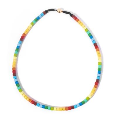 Chine Collier de perle d'émail de tube en métal, collier perlé par Boho multicolore à vendre