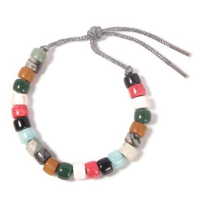 China Gray Jasper Forte Beads Bracelet, cordón de plata Jasper Bead Bracelet 16.2g en venta