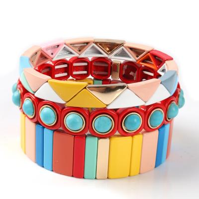 Chine Bracelet multi de perle de tuile de la pile 3pcs coloré pour des femmes et des hommes à vendre