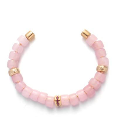 Chine SS304 bracelets perlés faits main, Rose Quartz Bead Bracelet remplaçable vissée à vendre