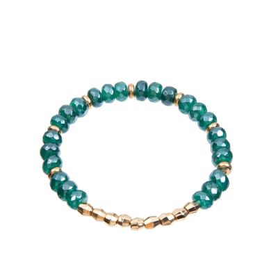 China Gefärbt Shinny Seil Grün-Jasper Beaded Bracelets 5*8mm elastisches Schnur-Material zu verkaufen