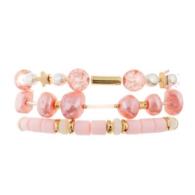 China Stapel-Rosa-Farbe Böhmens bördelte multi elastisches Armband für Sommer-Mode zu verkaufen