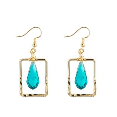 Chine Crystal Glass Handmade Beaded Earring Drop Shaped Blue / Green à vendre