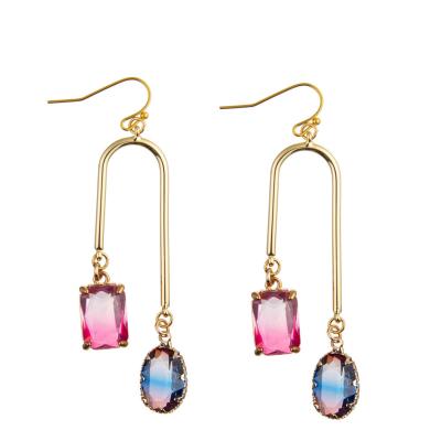 China De multioorringen van de de Haakdaling van Kleurencrystal dangle earrings oval zircon Te koop