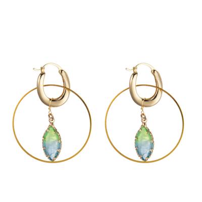 Chine European American Single Circle Loop Hoop Dangle Pendant Earrings Gold Plated for Girls à vendre