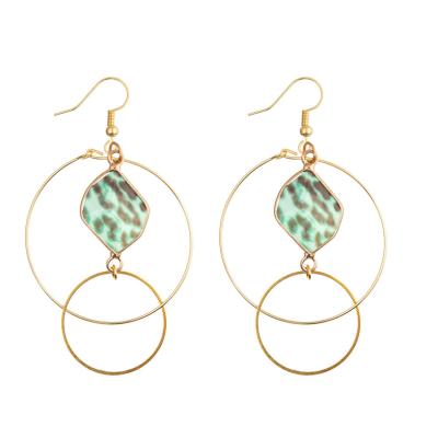 China Double Circle Loop Hoop Dangle Pendant Earrings Combination Hollow Out Gold Plated à venda