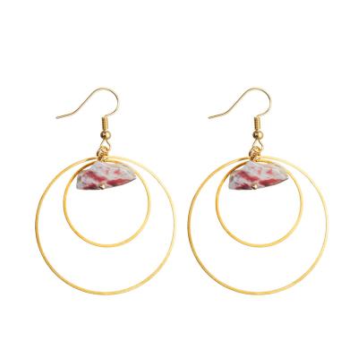 中国 Multi Circle Loop Hoop Dangle Pendant Earrings Gold Plated Geometric Design For Women 販売のため