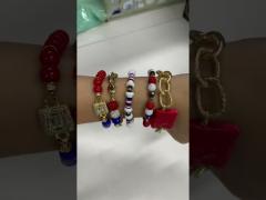 Custom Gold Plated Handmade Beads Chain Link Bracelets For Women