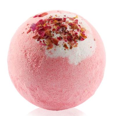 China Mini Dried Flower Essential Oil Bath Bomb Round Shape Bath Fizzer Organic Roses for sale