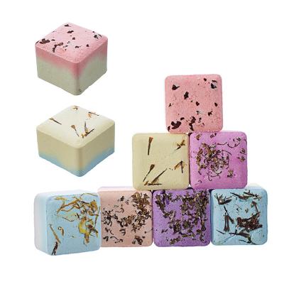 China Custom private label organic scented shower steamer natural essential oils cube shaped bath bombs for sale