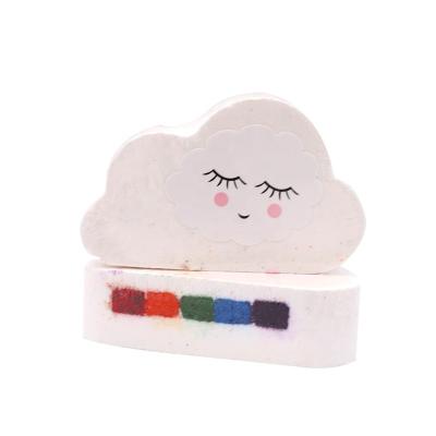 China Natural Colorful Bubble Bath Bomb Fizzy Luxury 110g Fizzy Kid Spa White Cloud Rainbow for sale