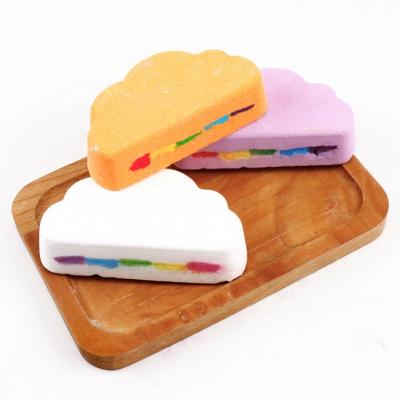 China Hot Selling Bulk Colorful Bubble Bathbombs Kids Organic Natural Rainbow Fizzy Cloud Shape Bath Bomb for sale