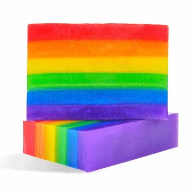 China Customized Packaging Natural Fragrance Colorful Kids Bar Soap Handmade Rainbow Bath Bar Soap for sale