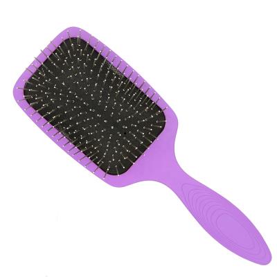 China Cushion Fashion Scalp Massage Brush Square Style Steel Needle Massage Plastic Hair Brush for sale