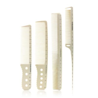 China Home Salon Centimeter Comb ABS Y5 White End-tooth Comb White Common Hair Styling Cutting Comb For Hairdresser for sale