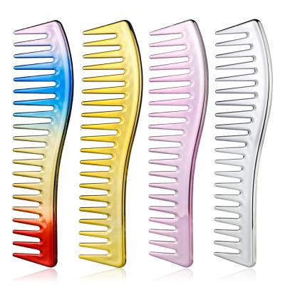 China Wholesale Comfortable Wide Tooth Rainbow Tooth Plated Hair Combs for sale