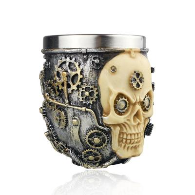 China Barber Skull Shave Bowl High Quality Stainless Steel Simple Professional Luxury Shaving Bowl For Salon for sale