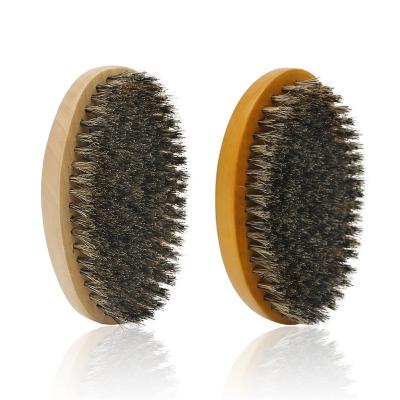 China Professional Wholesale Durable Boar Hair Beard Brush Natural Wood Brush For Small Oval Beard Brush Beard Brush for sale