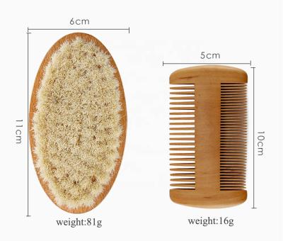 China 100%Soft Professional Oval Goat Bristle Baby Hair Brush And Comb Set Natural Wooden Baby Massage Hair Brush Kit for sale