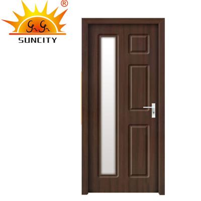 China Modern Fancy SC-P155 PVC MDF Glass Door Wooden Design, Glass Toilet Door Price for sale