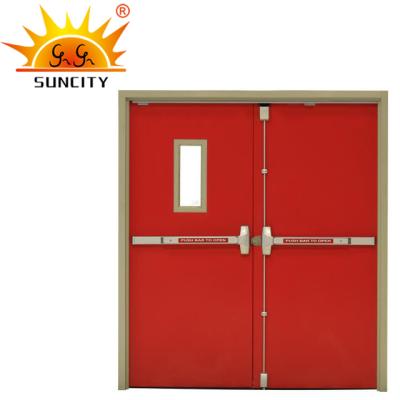 China Sun City Modern Fire Rated Steel Exit Door With Tempered Glass for sale