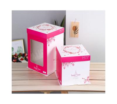 China Recycled Materials Made In China Top Quality Display Cake Box Exquisite Transparent Paper Boxes Stepped for sale