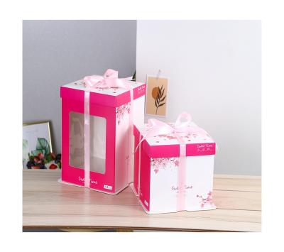 China Hot Selling Best Quality Materials Exquisite Transparent Cake Box Craft Recycled Paper Boxes Heightened for sale