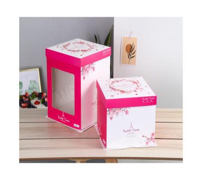 China Wholesale Recycled Materials Factory Directly Durable Exquisite Cake Box Transparent Paper Boxes Stepped Up for sale