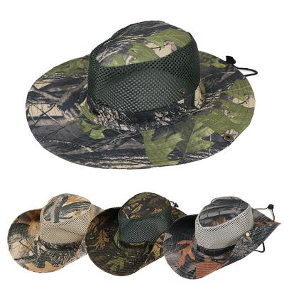 China Outdoor Fisherman Hat Sun Hat Dobby Summer Jungle Leaf Camouflage Benni Bucket Hat for sale