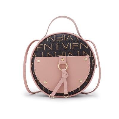 China Fashion Mini Letter Bag 2022 Round Comfortable \ Durable Contrast Color Small Printing Shoulder Bag Women Messenger Bag Portable Cell Phone Coin Purse for sale