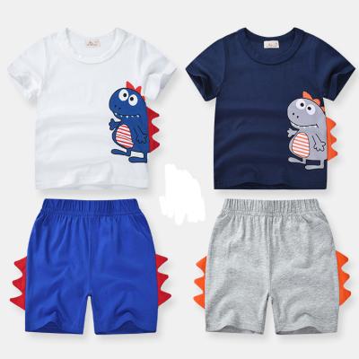 China Wholesale Polyester/Cotton Summer Kids Children Clothes Short Sleeve Sports Suit Girls Boys Summer T-shirt And Shorts 2pcs Set for sale