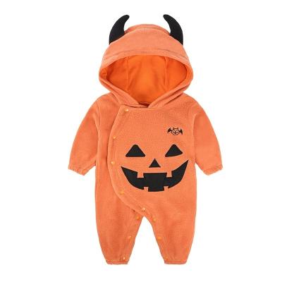 China 2021 autumn and winter baby Halloween pumpkin fleece the hooded piece baby performance clothes outlet clothes for sale