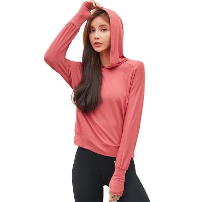 China 2020 New Autumn Anti-Wrinkle Long Sleeve Sports Jacket Women Wear Elastic Yoga Hoody Fashion Loose Breathable Fitness Sports Running Top for sale