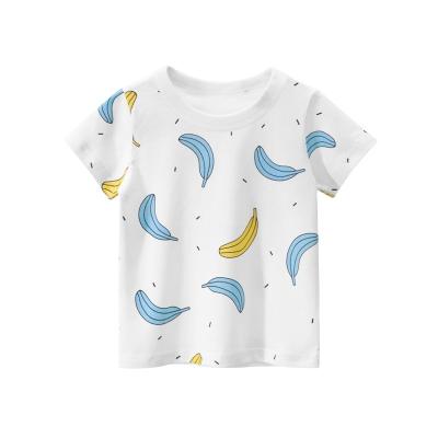 China Wholesale 2021 KIDS anti-pilling summer basing T-shirt, children's cotton short sleeved T-shirt, baby clothes, banana full color print for sale